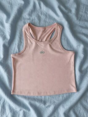 ALO Yoga Pink Ribbed Racerback Tank Top Size Small